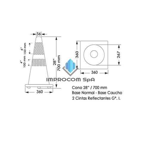 CONO DE SEGURIDAD 28 70 CM NARANJA Improcom SpA