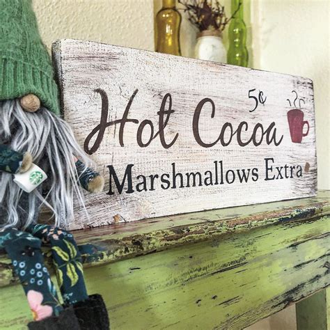 Hot Cocoa Marshmallows Extra Wooden Sign