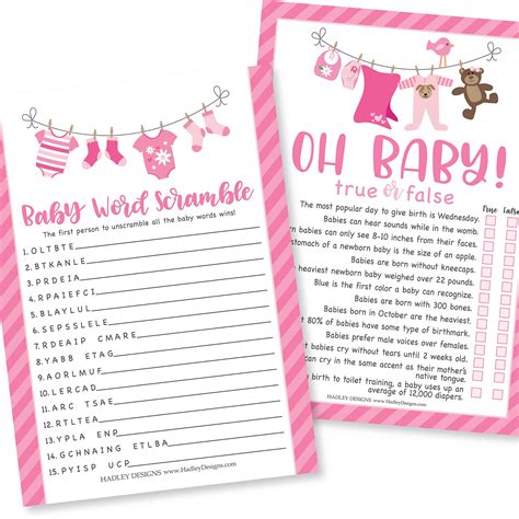 Baby Shower Word Scramble Floral Baby Shower Scramble Girl Baby Shower