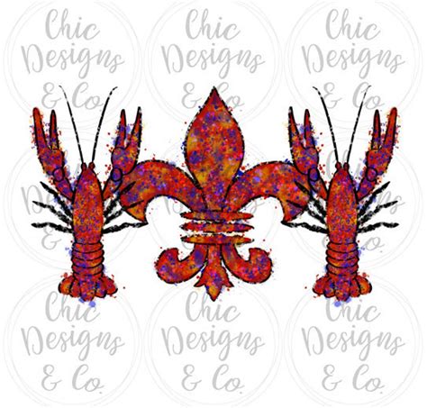 Crawfish Fleur De Lis Digital File Png Files Digital Files Fleur De