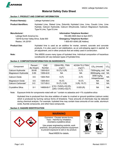 Sample Msds Sheet