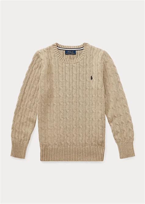 Polo Ralph Lauren Boy Cable Sweater 폴로 랄프 로렌 보이 키즈 케이블 니트 스웨터 그레이 브라운