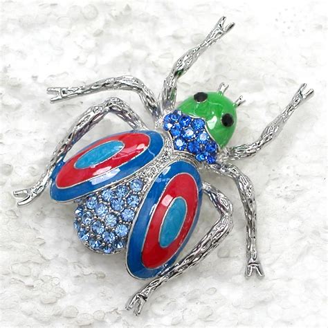 Bug Beetle Brooch Blue Rhinestone Enamel Pin Brooches C B Enamel Pin