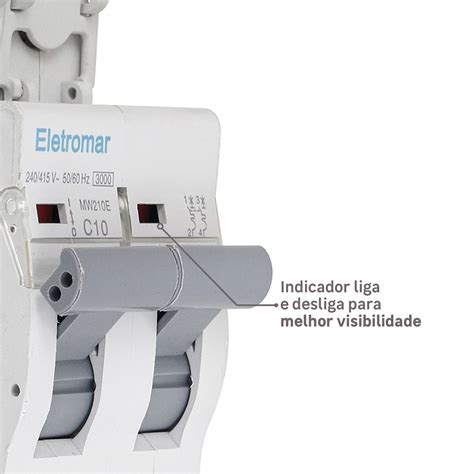 Disjuntor Din Bipolar 220V 400V 10A Eletromar Leroy Merlin