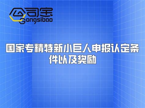 公司宝 国家专精特新小巨人申报认定条件以及奖励 哔哩哔哩