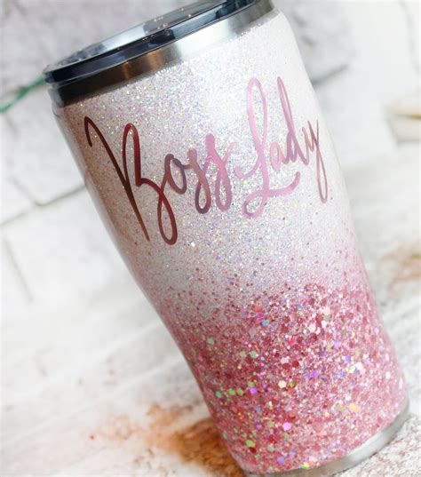 20 Oz Pink Glitter Tumbler With Name Personalized Glitter Cup Etsy