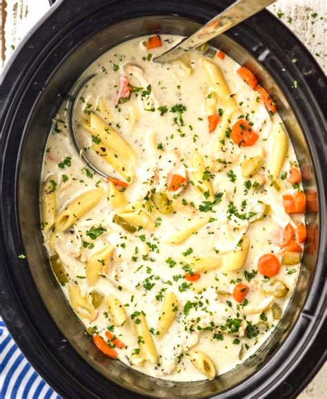 Creamy Crockpot Chicken Noodle Soup - FULL RECIPE