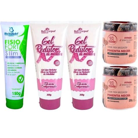 Kit Anti Celulite Cremes Redutor De Medidas Estrias Gordura Localizada