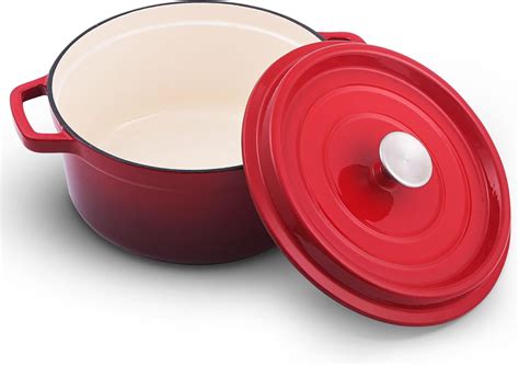 Iron Gourmet™ Enameled Cast Iron Dutch Oven Pot With Lid Red Versatile 6 Quarts