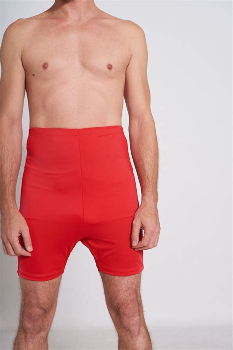 Mens High Waist Ostomy Swimsuit Red Etsy