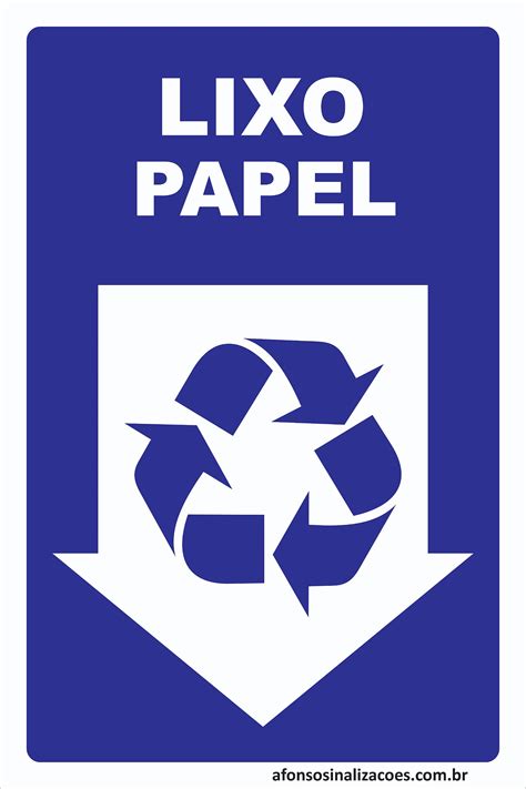 Placa Lixo Papel Reciclável Afonso Sinalizações