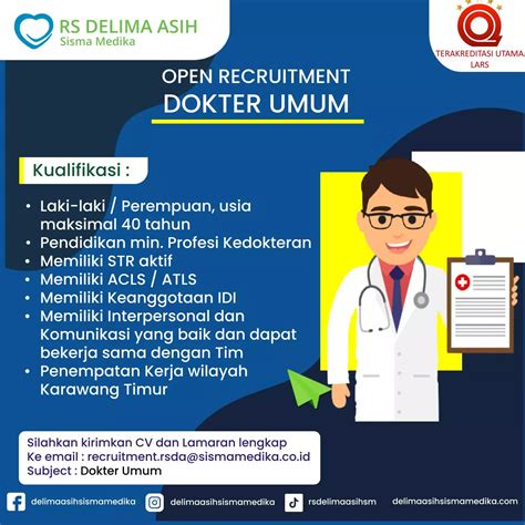 Lowongan Pekerjaan Dokter Umum Rumah Sakit Delima Asih Sismamedika