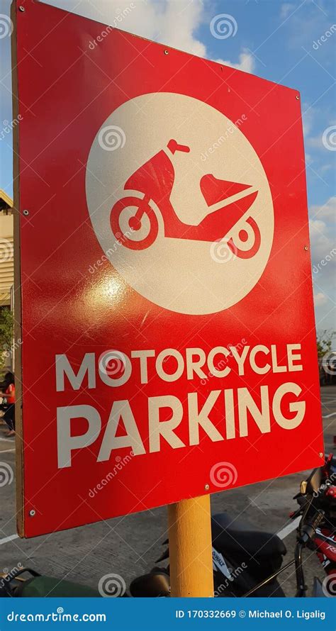Motorcycle Parking Signage Placed Outdoor Stock Image Image Of Public