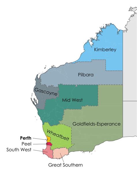 Regions Of Wa Western Australia Australia Australia Map