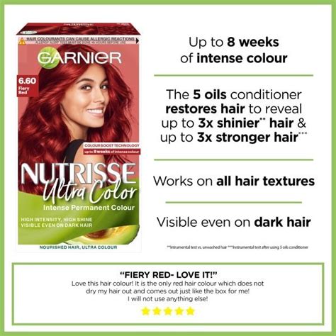 Garnier Nutrisse Ultra Permanent Hair Dye Fiery Red 660 Hair Superdrug