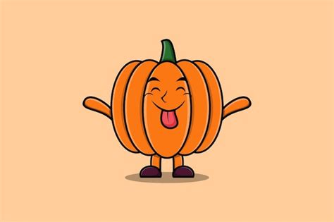 Lindo personaje de calabaza de dibujos animados con expresión llamativa