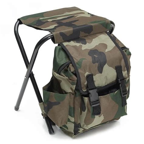 Moda portátil ao ar livre camuflagem dobrável cadeira mochila