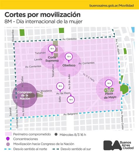 Día Internacional De La Mujer Horarios Y Cortes Por La Marcha En La Ciudad De Buenos Aires