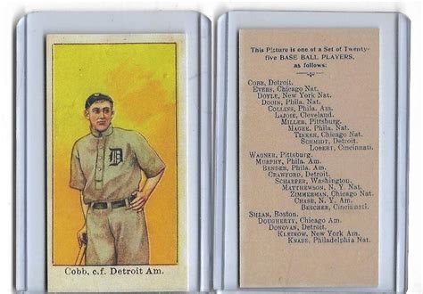 TC 1909 E102 TY COBB Rookie Reprint Tobacco Card Detroit Etsy