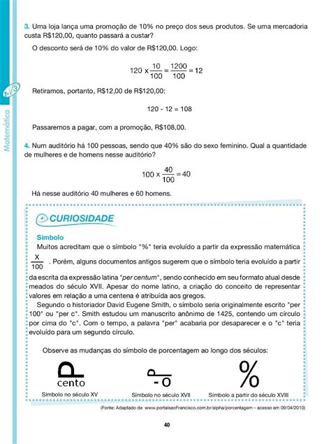 Exercícios Sobre Porcentagem 6 Ano LIBRAIN