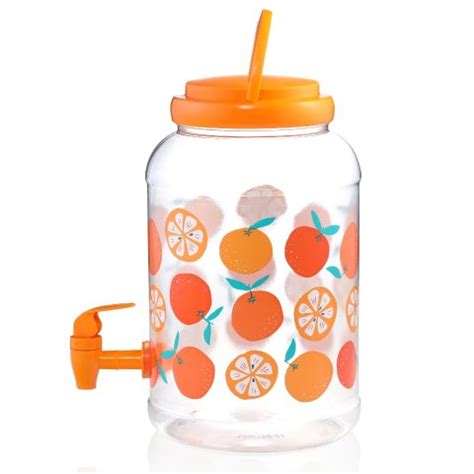 Clear Plastic Beverage Dispenser Orange 1 2 gal 透明饮水壶 1 2 gal 5 00 超值