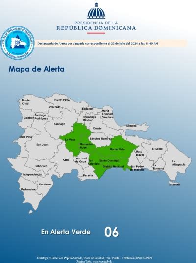 Centro de Operaciones de Emergencias COE Emisión de Alerta 22 de