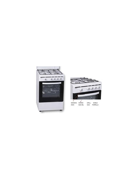 Cocina Rommer Vch Butano Fuegos Blanco Horno Valvulada Encimera Bca