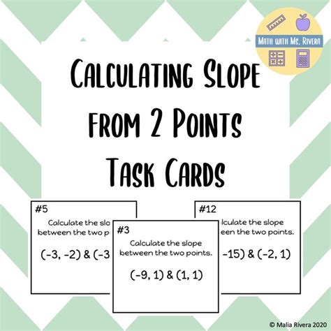 Calculating Slope From Two Points Task Cards For 8th Grade Pre Algebra