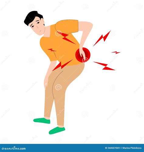 Asian Man Has Low Back Pain And Sciatica From A Herniated Disc. Medical