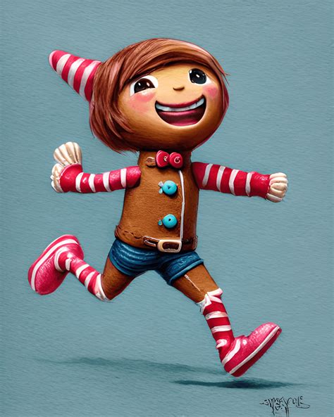 Gingerbread Boy Running Digital Graphic · Creative Fabrica