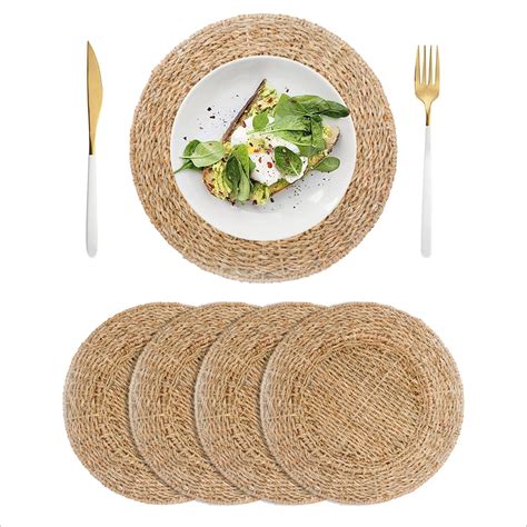 Amazon Lilacraft Packs Natural Woven Round Seagrass Placemats