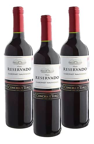 Pack De 3 Vino Tinto Reservado Concha Y Toro Cabernet 750ml Envío gratis