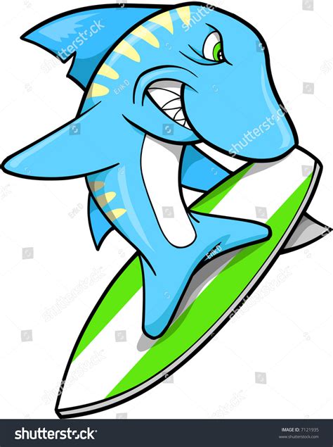 Surfing Shark Vector Illustration Stock Vector (Royalty Free) 7121935