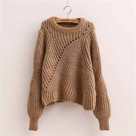 Loose Round Neck Long Sleeved Knit Sweater We91004po On Luulla