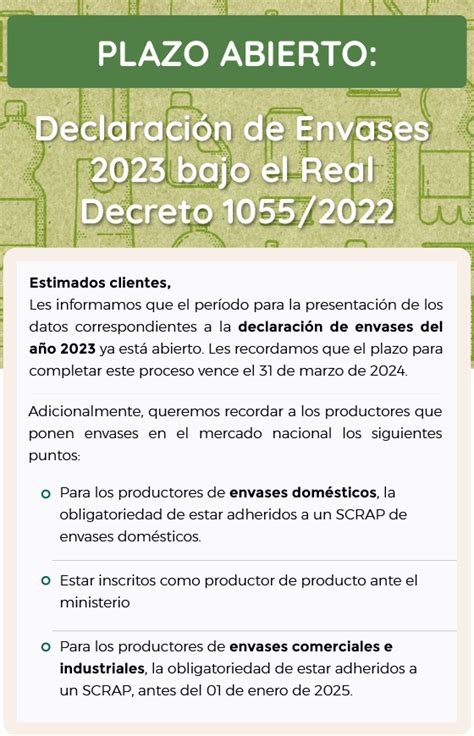 Plazo Abierto Declaraci N De Envases Bajo El Real Decreto