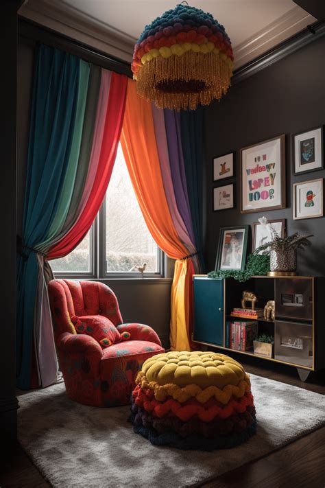 Catbaba Inviting Rainbow Reading Nook In The Home Playful Color