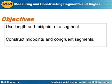 Holt Geometry 1 2 3 Measuring And Constructing Segments And Angles Warm