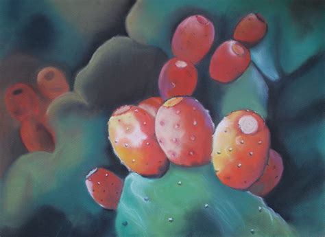 luce  colori della natura fichi dindia pastelli su carta eri arte