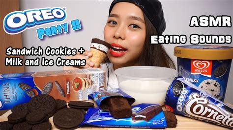 Asmr Oreo Sandwich Cookies And Ice Creams Crunchy Eating Sounds No Talking Youtube