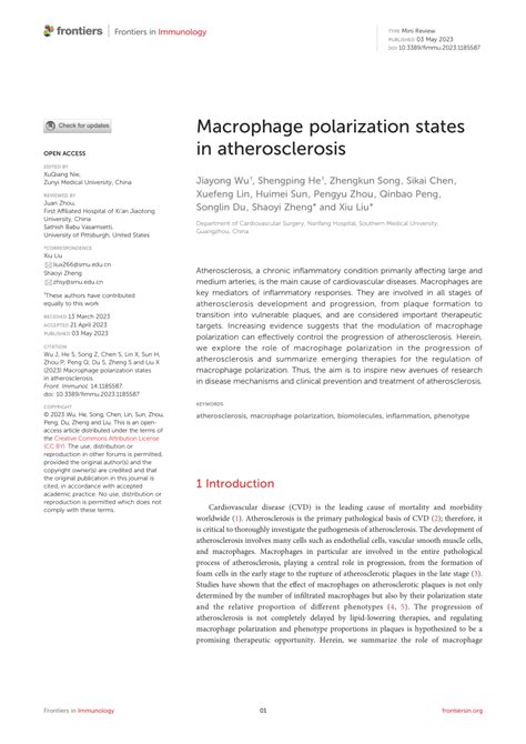 Pdf Macrophage Polarization States In Atherosclerosis