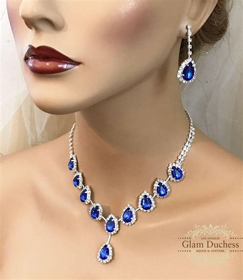 Bridal Jewelry Set Bridal Jewelry Royal Blue Teardrop Crystal Jewelry