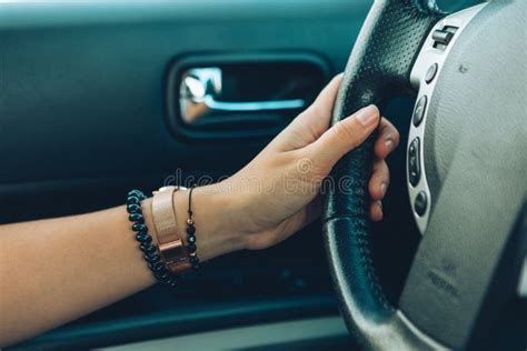 Woman Hands on Steering Wheel Close Up Stock Photo - Image of caucasian ...