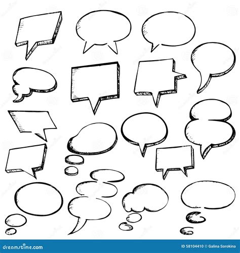 Set Of Hand Drawn Speech Bubbles Stock Vector Illustration Of Cloud