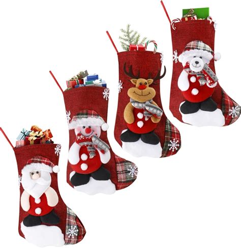 4PCS Weihnachtsstrümpfe zum Befüllen Nikolausstrumpf Set