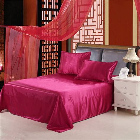 Red Luxury Sexy Satin Silk Duvet Cover Bed Set 24 Colors