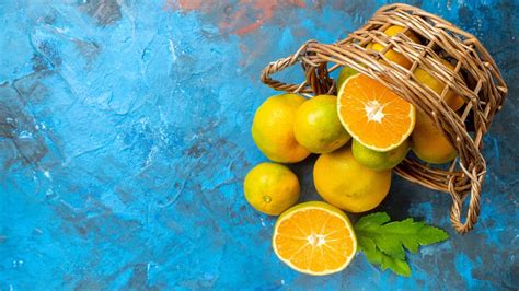 Заставка на рабочий стол: Мандарины, Корзинка, Продукты, корзины, Пища ...