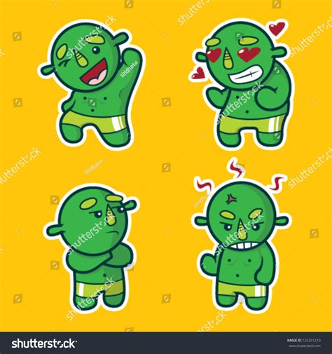 Ogre Character Emotions Sticker Set Royalty Free Stock Vector