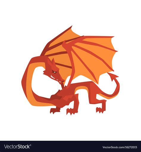 Orange And Red Dragon Mythical Fantastic Vector Image