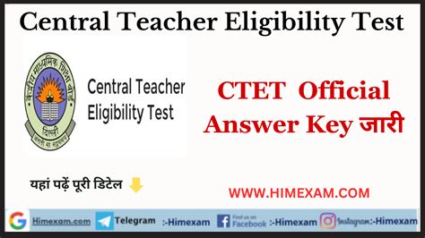 Ctet Official Answer Key Out For Prt Level And Tgt Level