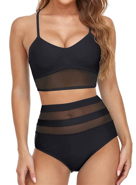 Jusfitsu High Waisted Bikini Set Push Up Two Piece Bathing Suit For Women Tummy Control